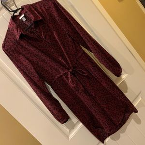 Plum Leopard Print “Shirt” Dress